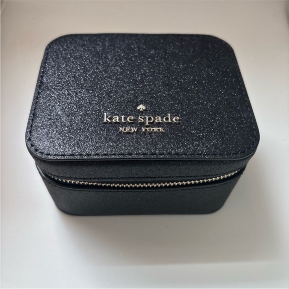 kate spade Jewelry - Kate Spade New York Staci Black Glittered Hard Shell Travel Jewelry Case